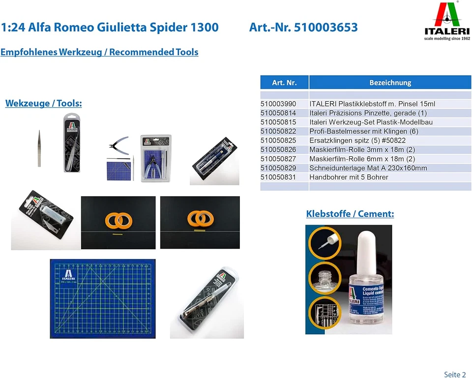 3653 Modello in Plastica Da Assemblare Auto Alfa Romeo Giulietta Spider 1300 Mod - Immagine 3 di 4