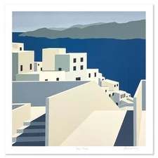 William Schlesinger (d.2011) "Sea Village" Hand Signed Limited Edition Serigraph