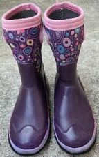 Bogs Kids Grasp Circles Girls Purple Waterproof Rain Boots Size 2
