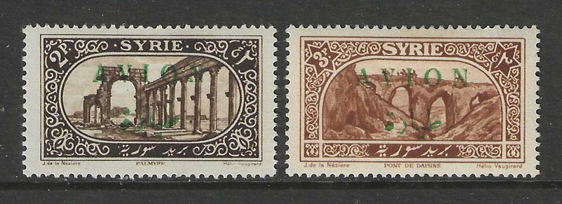 1925 French colonies   2 & 3 Piaster Air Mail stamps with op mint*