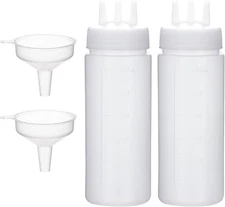 2 Pack 3 Hole 10Oz Squeeze Bottles Tomato Sauce Dispensers for Ketchup BBQ Paint
