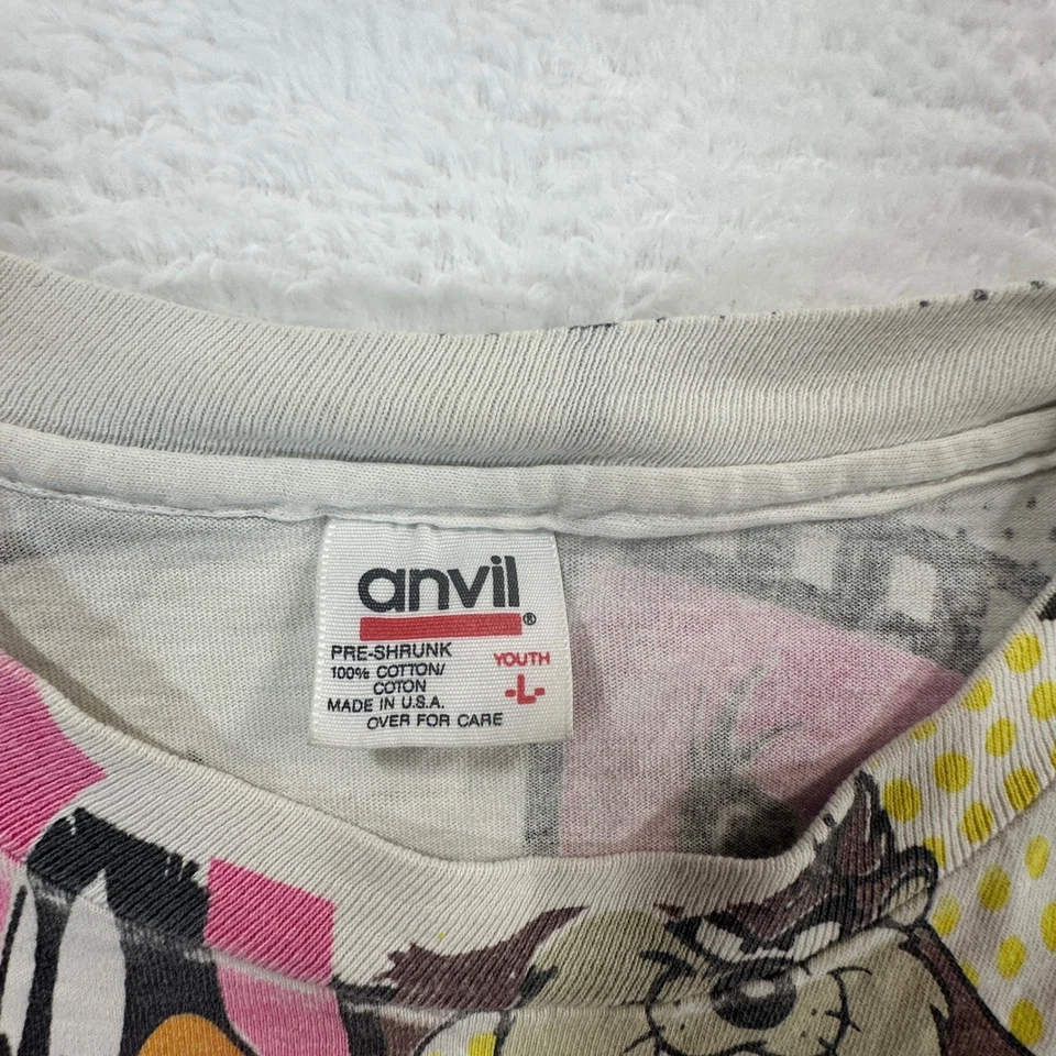 Винтажная футболка 90-х с принтом Looney Tunes молодежная одинарный шов наковальня - Изображение 2 из 4