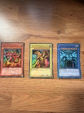 Yu-Gi-Oh LDK2 Egyptian God Cards Sliver Ra and Obelisk Mint Condition