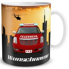 Feuerwehr Tasse Name personalisiert Feuerwehrauto Geschenk lustig Becher Arbeit