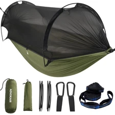 Camping Hammock with Mosquito Net Up to 500lbs, Ultralight and Portable Nylon...