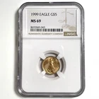 1999 $5 American Gold Eagle 1/10th Oz NGC MS69 Fine Gold US