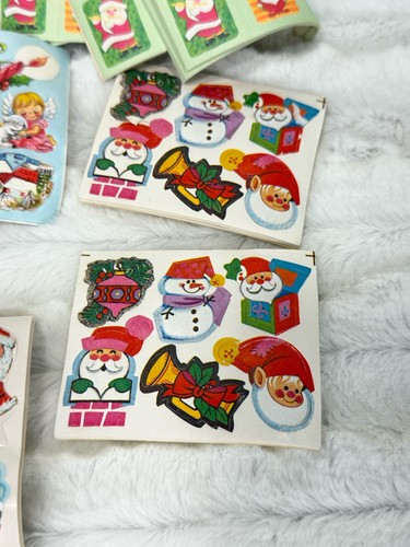 Posten Vintage Weihnachten gummierte Stickerbögen Santa Schneemann Engel Glocken Siegel - Bild 4 von 9