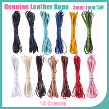 5M Flat Genuine Leather Rope Cord for Bracelet Necklace Jewellery Strap DIY