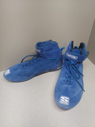 Vintage Simpson Racing Mid Top Racing Shoe Men's Size 11 Blue Strap Suede