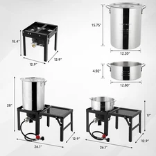 2/4PCS 30QT Deep 54,000BTU Turkey Fryer Outdoor Gas Propane Pot Burner Cooker