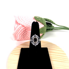 925 Silver Smokey Quartz Gemstone Ring-Oval- Marquis Silver Design - Gift-Sz 8