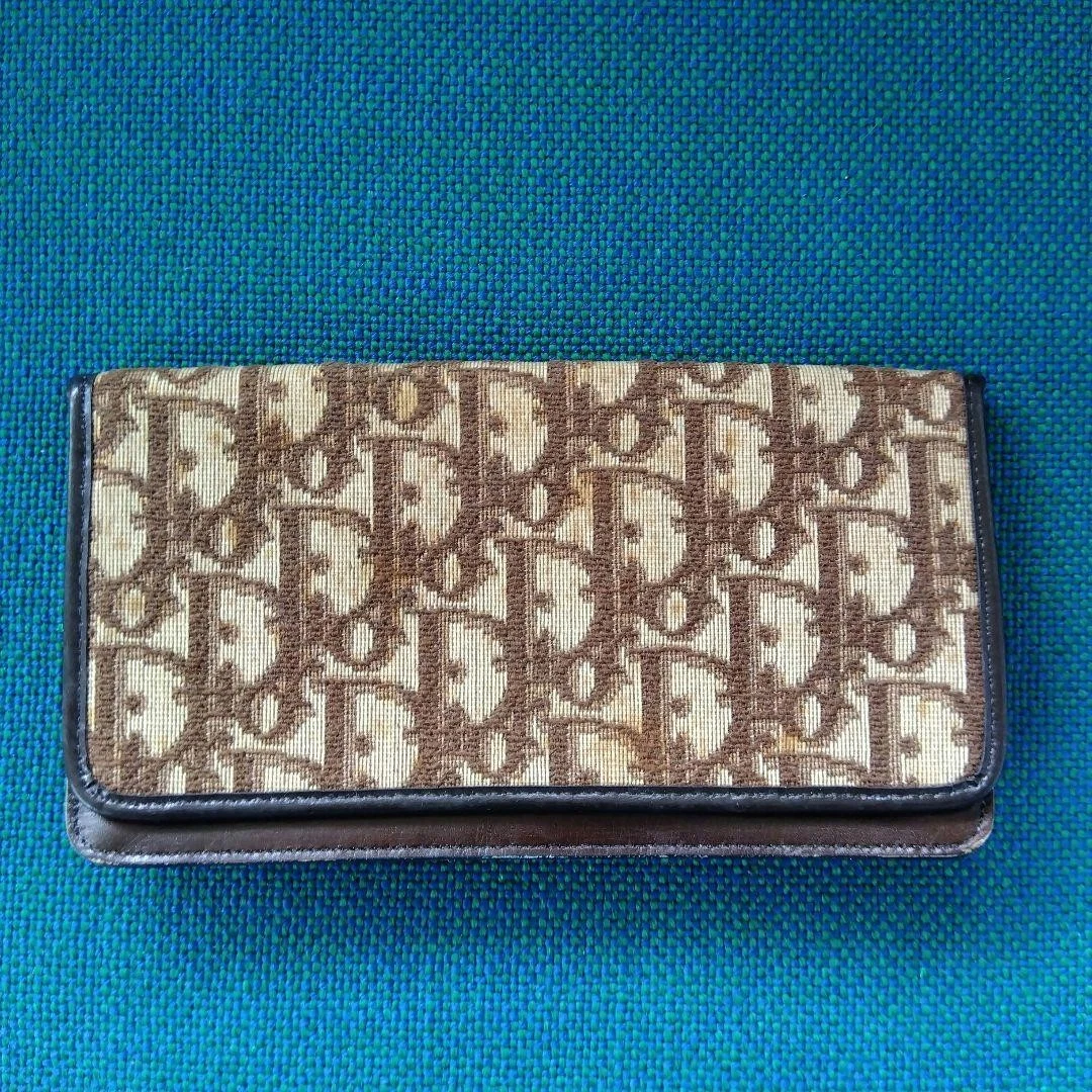 Portefeuille long Christian Dior deux volets marron/beige