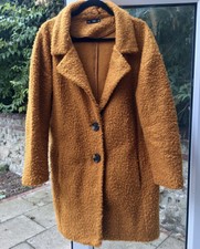 F&f Teddy Bear Gorgeous Cosy Brown Buttons Front With Front Pockets Coat Size 14