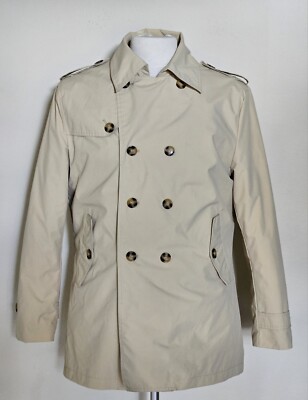 DISNEY WORLD Double Breasted Trench Coat Jacket Pea Coat Beige Unisex