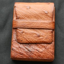Vintage RUMPP Ostrich Skin Cigarette Pack Sized Flip Top Holder 