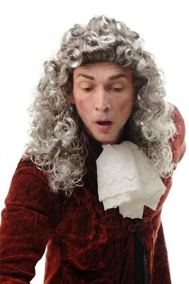 Perücke Herren Damen Karneval braun grau Vokuhila Proll lockig Barock Edelmann