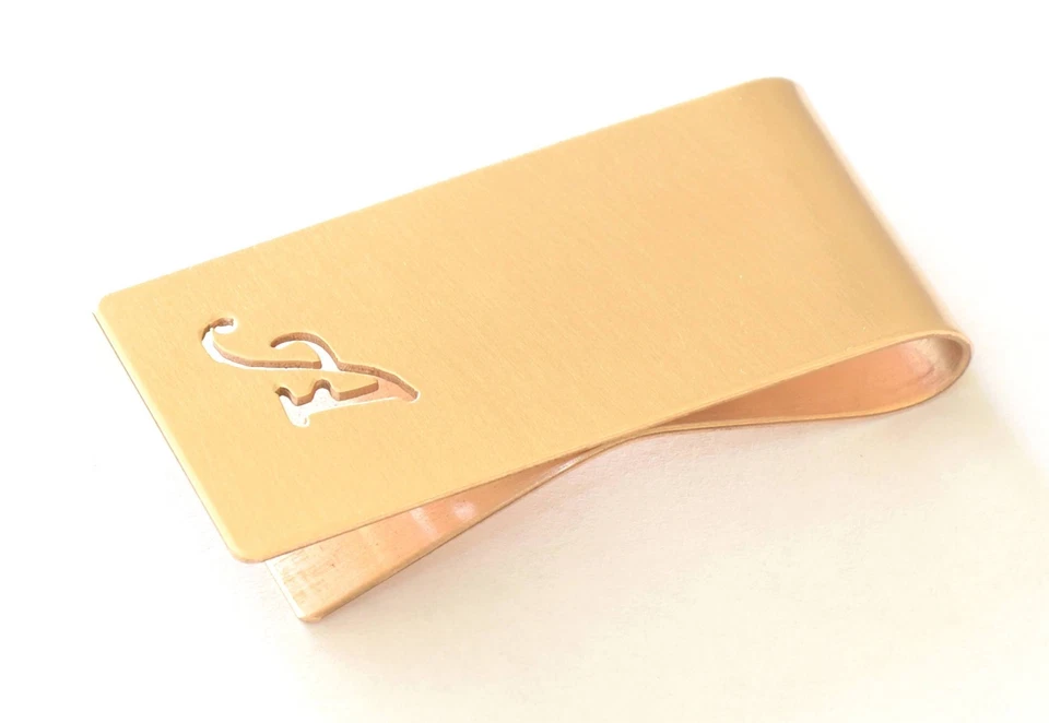 Bronze Money Clip Personalized with Hand cut Calligraphy inspired Initial - Image 3 of 4