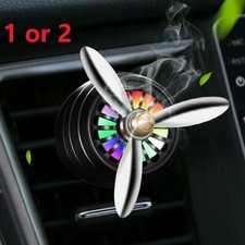1/2 Car Air Freshener Vent Clip LED Light Fan Fragrance Aroma Perfume Diffuser