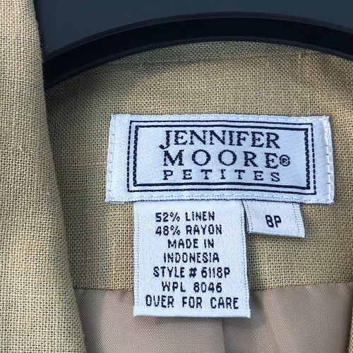 Womens Jennifer Moore Linen Blazer Jacket Size 8P Beige 4 Button S/S Vintage - Picture 4 of 4