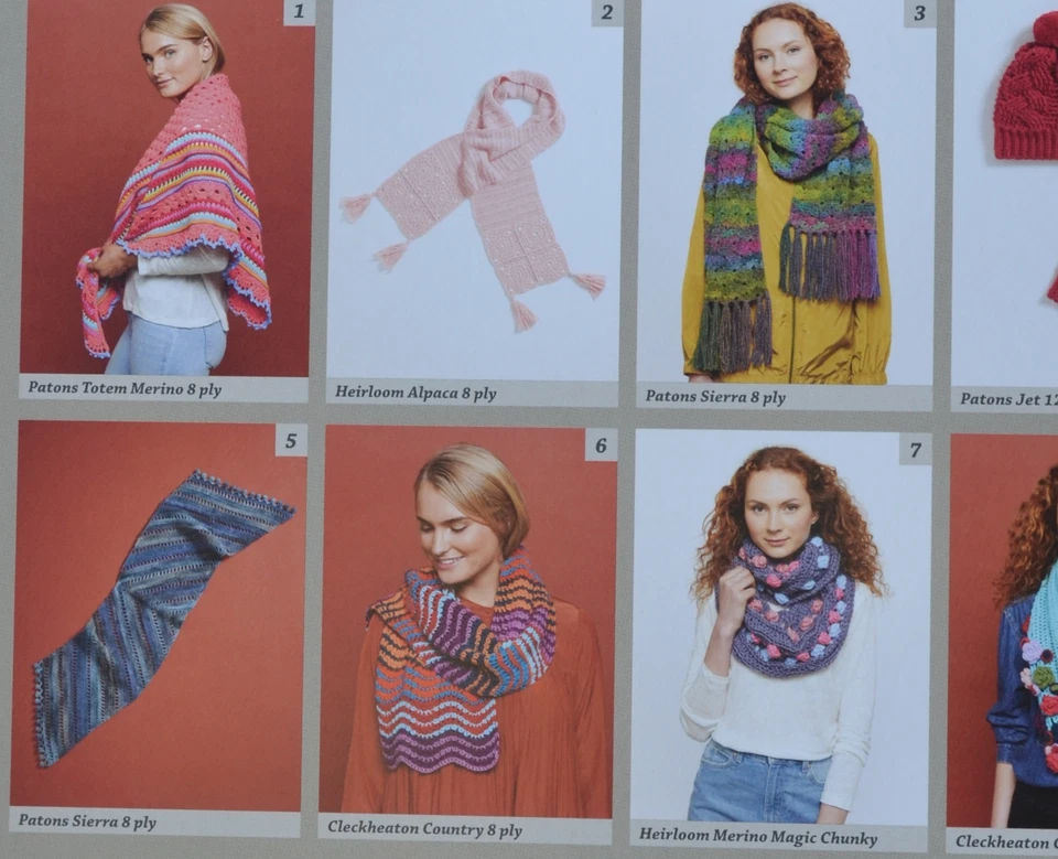 Crochet Collection 9 Projects Wraps Scarves Hat in Heirloom Patons Cleckheaton - Image 2 of 4