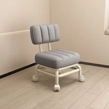 Low Rolling Stool, Roller Seat with Universal Swivel Caster Wheels & Backrest
