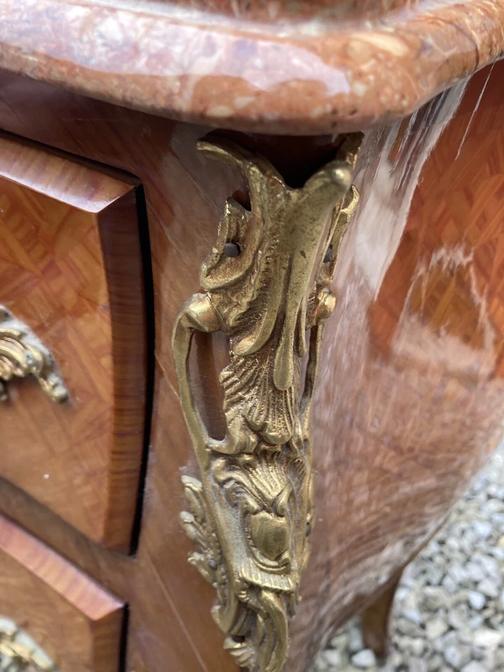 Cómoda francesa vintage con dos cajones con bandas Bombay 2º de 2 Av Foto 4 de 4