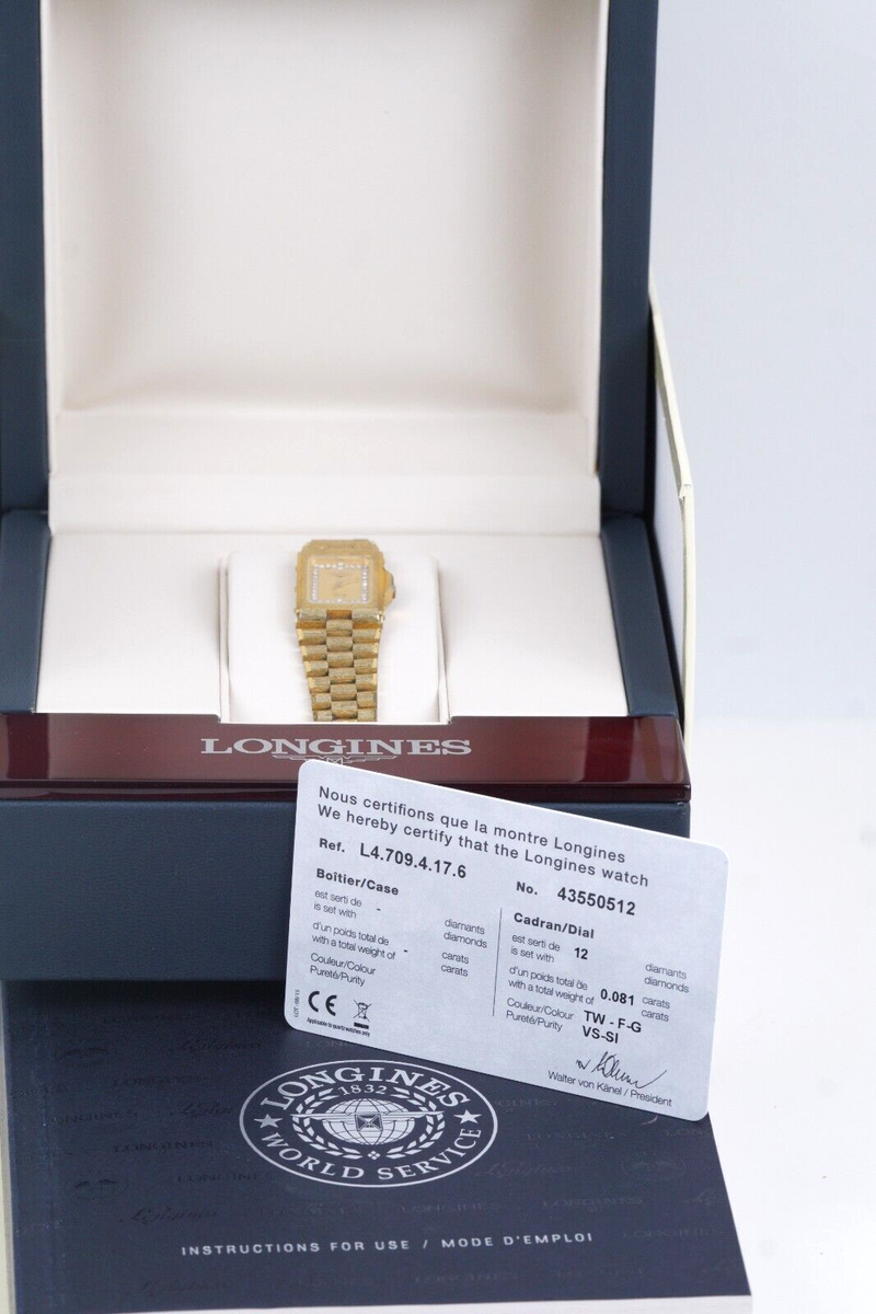 Longines Gold Diamond Accent Dial 5 Jewels Swiss Quartz Watch CMZ