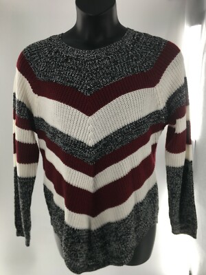 Plus Size Women's Striped Chevron Burgundy Gray Black Knit