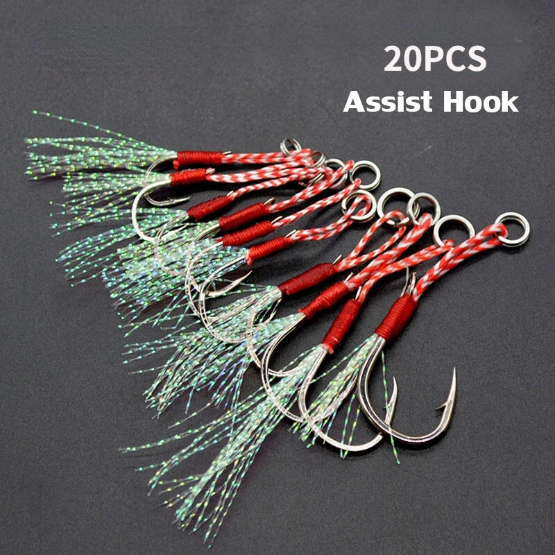 20 Ami Jig In Acciaio Al Carbonio Doppio Assist – Pesca In Acqua Dolce E Salata, Big Game - Foto 2