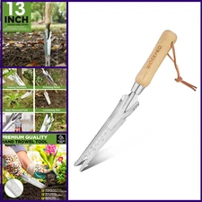 Hand Weeder Puller, 5-In-1 Stainless Steel Garden Trowel with Wooden Handle,Gard