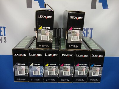 NEW LOT OF 8 GENUINE OEM LEXMARK C522 C524 C530 C532 C534 TONERS C5220KS C5240YH