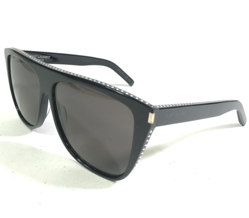 Saint Laurent Sunglasses SL1 022 Black Gold Oversized Frames Black Lenses