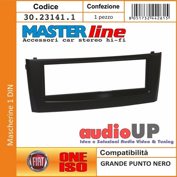 Autoradio Blende 1 Din Fiat Grande Punto Von 2005 Bis 2009. Schwarzer Adapter-image