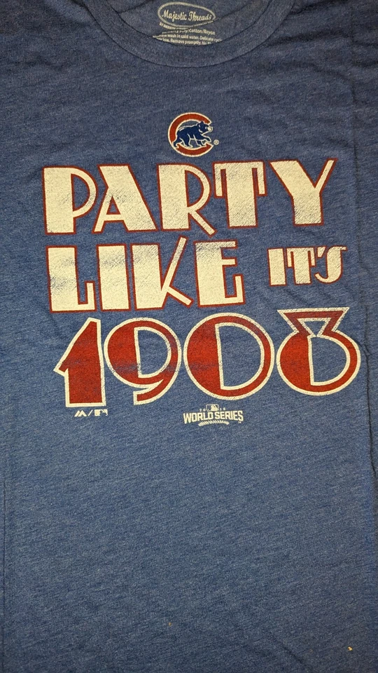 BRAND NEW CHICAGO CUBS MLB SIZE 2X SHIRT WORLD SERIES PARTY LIKE IT'S 1908 BLUE - Image 2 of 4