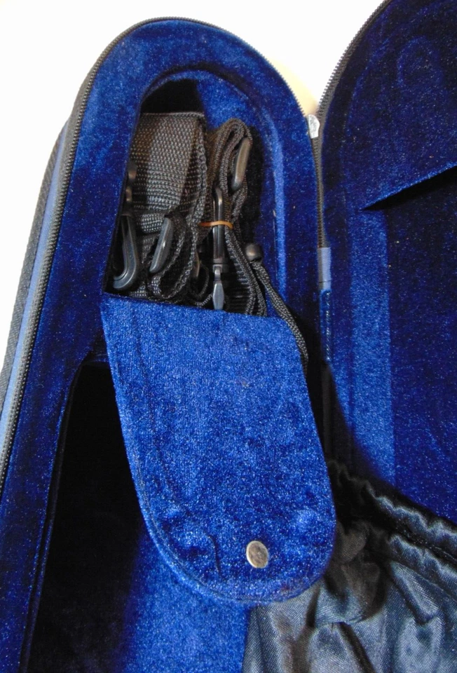 Blue Violin Case Sock Style Light Weight Maestro Quality Hard Case Canvas Velvet - Image 3 of 4