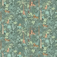 Feline Drive Fabric GRASSLANDS Wild Cats Pine Green - Fat Quarter (18"x22") FQ