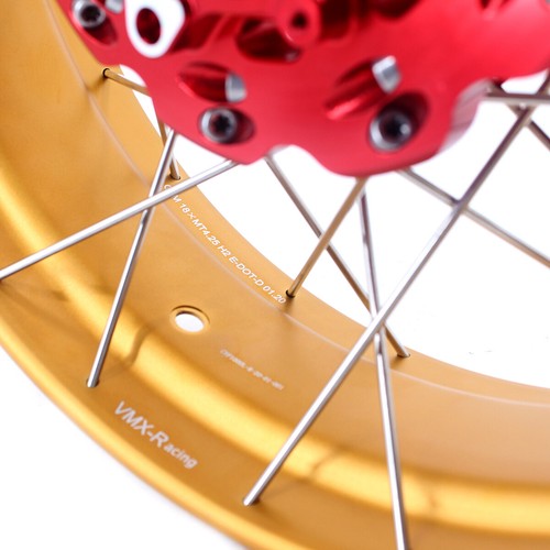 VMX 21/18 Tubeless Wheels for CRF1000L 2016-2020 Honda Africa Twin Red Hubs Gold - Picture 11 of 12
