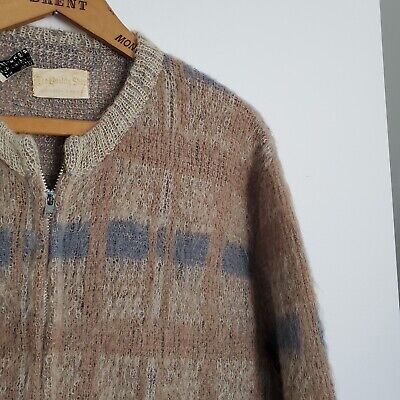 Vintage 60s Mohair Cardigan Sweater Zip Grunge Fuzzy Men's Vintage 60s Mohair Cardigan Sweater Zip Grunge Fuzzy Men's