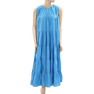 Merlette Ron Herman Caron Tiered Maxi Dress Swing Sleeveless Cotton XS 277628