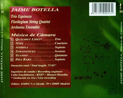 FLORILEGIUM STRING QUARTET/TRÍO EQUINOXE/ARCHAEUS ENSEMBLE JAIME BOTELLA: MÚSICA