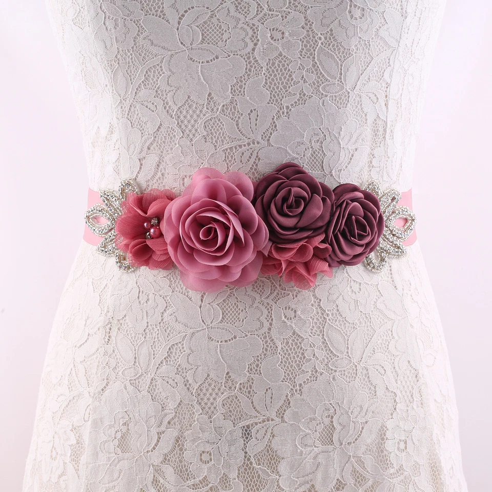 Ретро цветок материнства пояс, цветочный ребенка душа живота пояс, со стразами свадебный ремень - Изображение 2 из 4