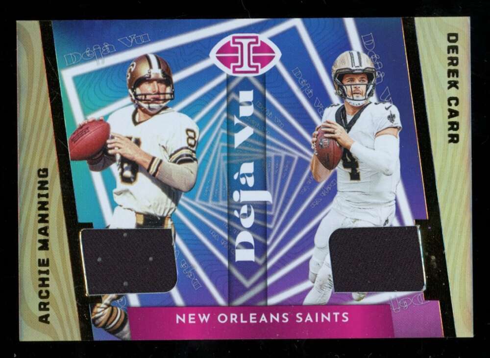 2023 Panini Illusions Archie Manning/Derek Carr Deja Vu Dual Jersey Relic U2814