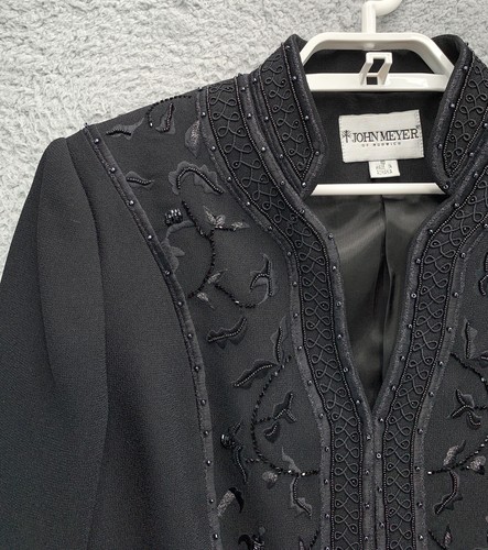 John Meyer Of Norwich Blazer Damen 10 schwarz Perlen bestickt Schößchen Kreuzfahrt - Bild 6 von 16