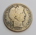 1912-D 90% Silver Barber Half Dollar Good Condition
