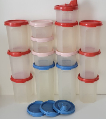 Tupperware Vintage Lot of 14 Round Modular Mates Plus 3 extra Lids