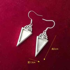 Tribal exotic cute accessory pure handmade Miao silver DIY embed earring 1pair