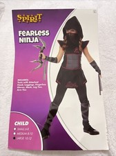Ninja Costume Child Medium 8-10 Martial Arts Black Fearless Spirit