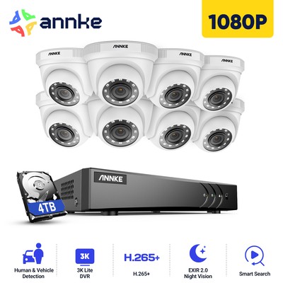 ANNKE 8CH 3K DVR 1080P IR Security Camera System Outdoor Human Detection H.265+