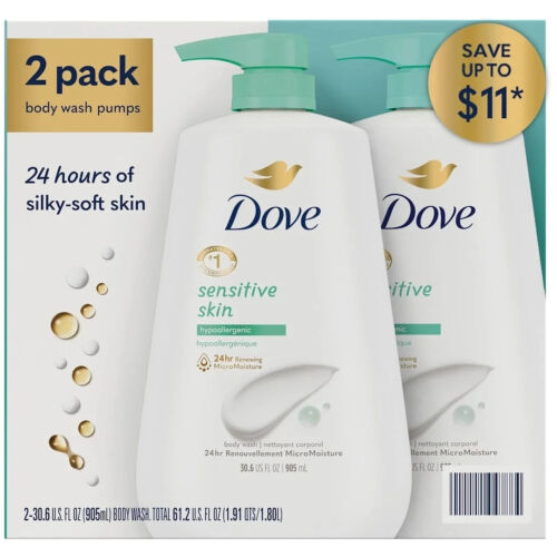 Dove Sensitive Skin Hypoallergenic Women's Body Wash 30.6 fl. oz (2 Pack) - Picture 1 of 5