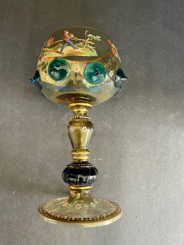 Theresienthal Roemer? Enamel Wohl Bekomm's Snifter Glass Goblet - Picture 12 of 12